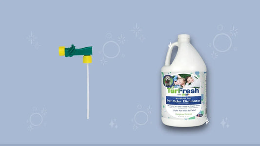 BioSiphon sprayer and BioS+ enzymatic cleaner for cleaning artificial turf