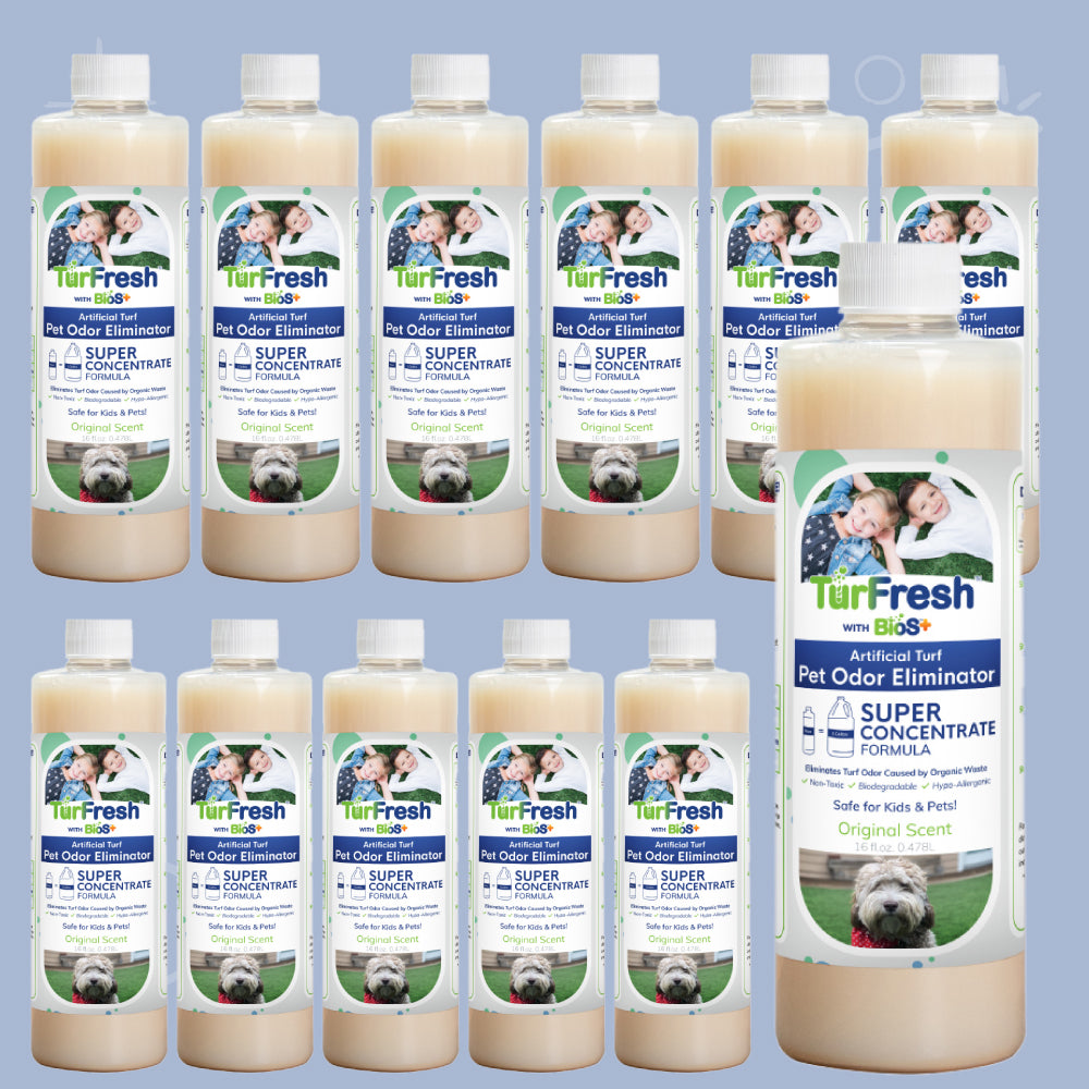 TurFresh BioS+ 12 x 16oz SUPER Concentrate, Pro Use Only, artificial turf cleaning product
