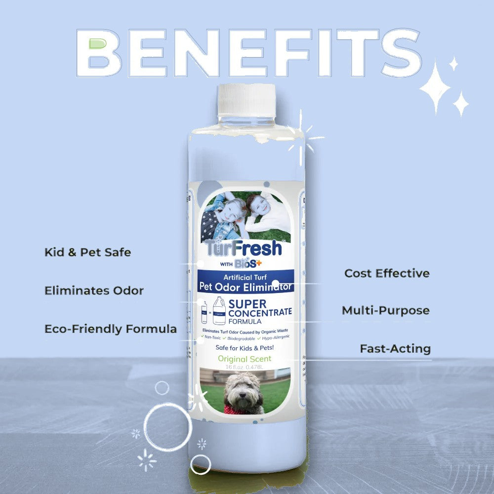 TurFresh BioS+ 16oz SUPER Concentrate, artificial turf cleaning product